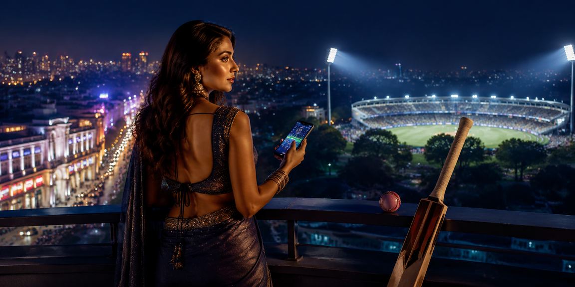 Neon-lit Connaught Place, Delhi, cricket betting hub